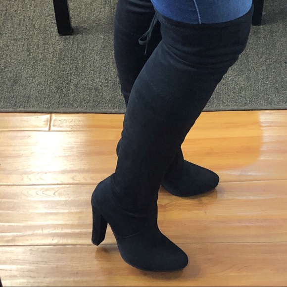 Black Over knee high heeled boots - Picture 5 of 8